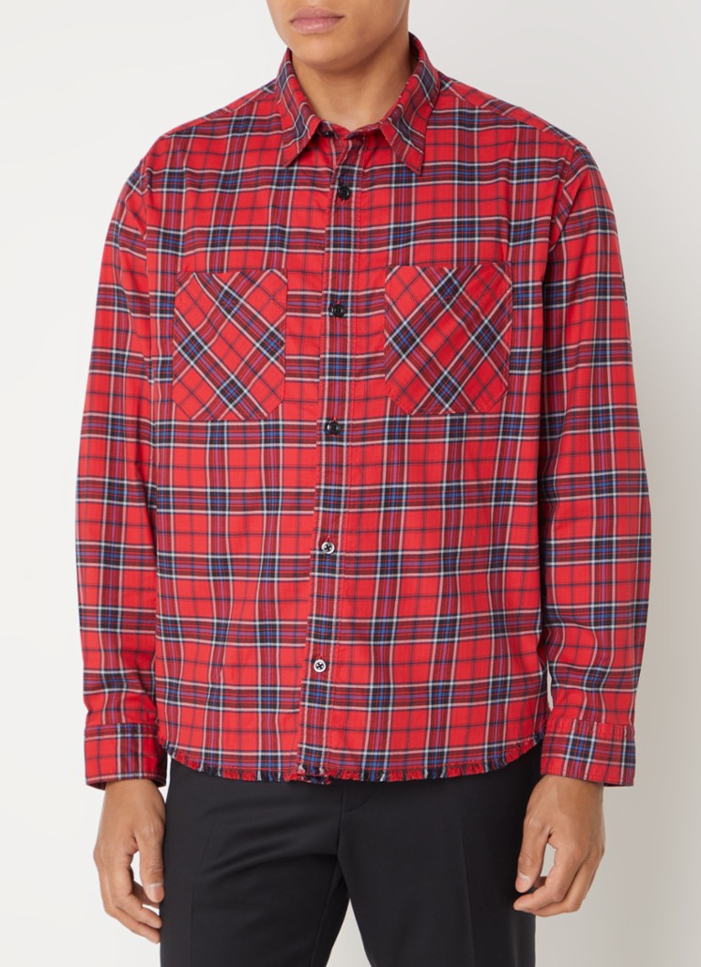HUGO BOSS - Regular fit overhemd met ruitdessin en borstzakken  - Rood