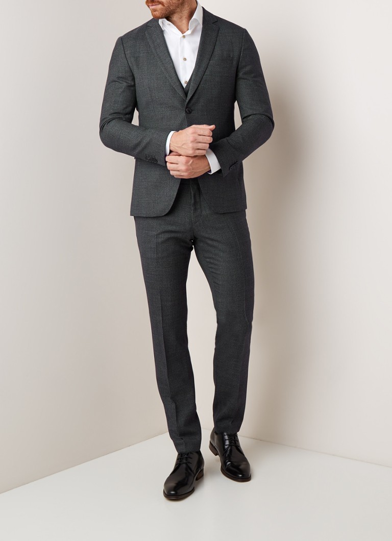 HUGO BOSS - Reymond/Wenten driedelig slim fit pak van scheerwol - Grijs