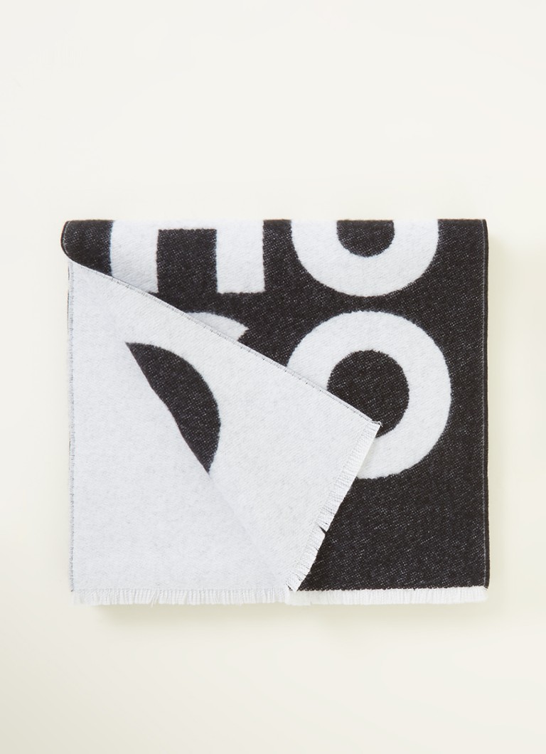 Canberra doden abstract HUGO BOSS Sjaal in wolblend met logo 190 x 35 cm • Zwart • deBijenkorf.be