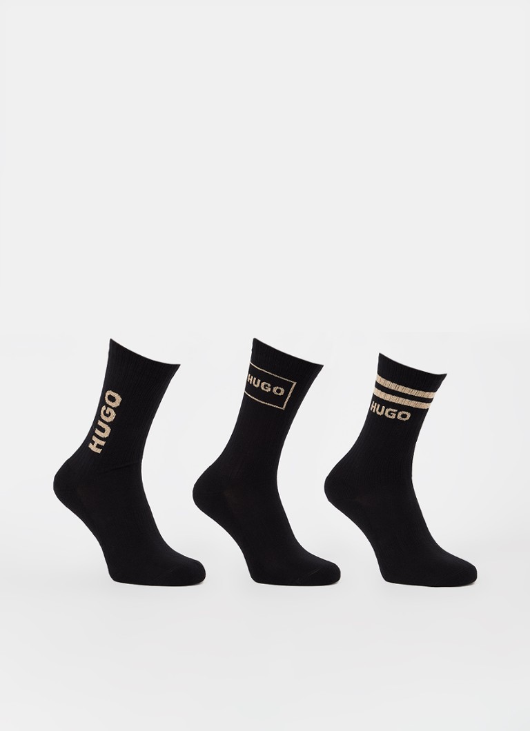 HUGO BOSS - sokken met lurex en logo 3-pack - Zwart