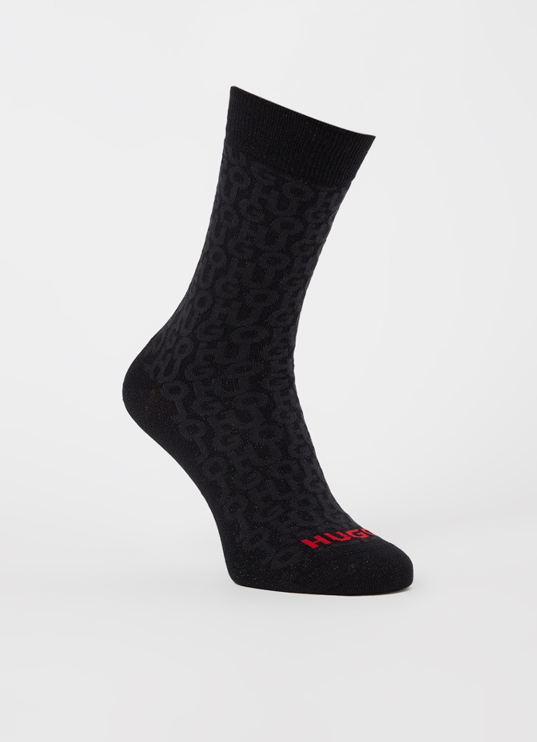 HUGO BOSS - Sokken met lurex en logoprint  - Zwart