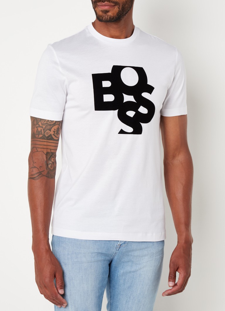 HUGO BOSS - Tiburt T-shirt met logoprint - Wit