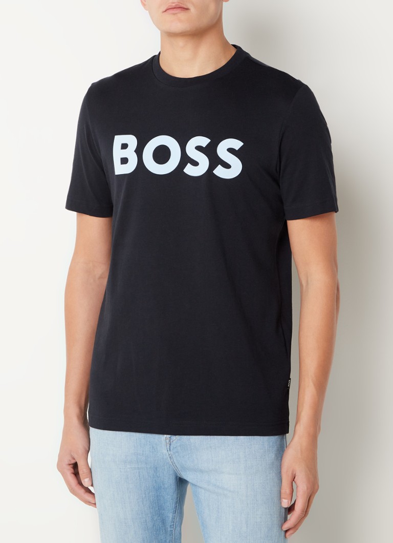 HUGO BOSS - Tiburt T-shirt met logoprint - Donkerblauw