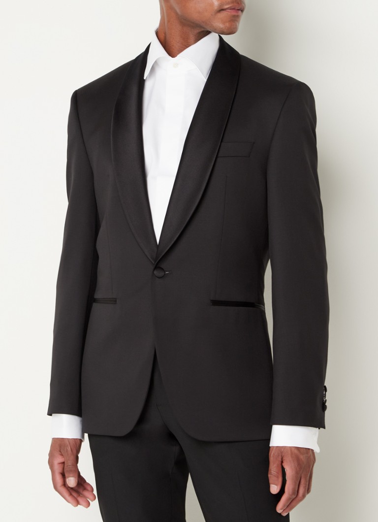 HUGO BOSS - Veste H-Jeckson-Tux coupe régulière en laine avec col châle en satin - Noir