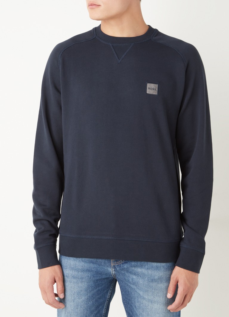 HUGO BOSS - Westart sweater met logo - Donkerblauw