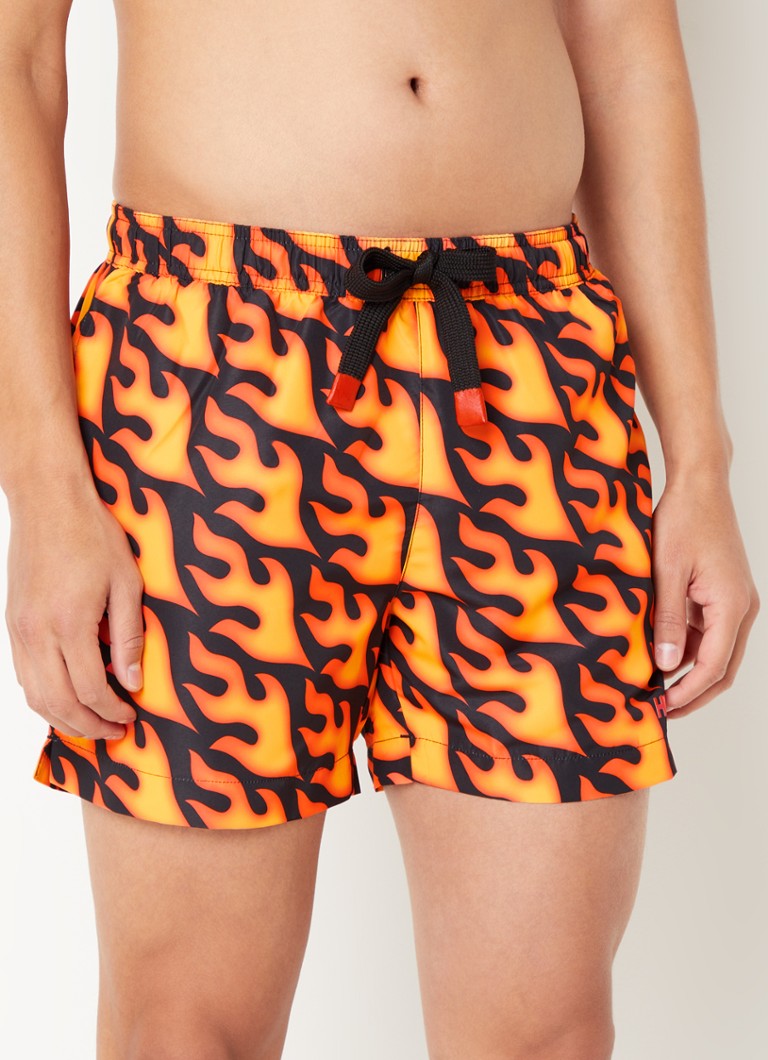 HUGO BOSS - Zwemshorts met logo en print - Donkeroranje