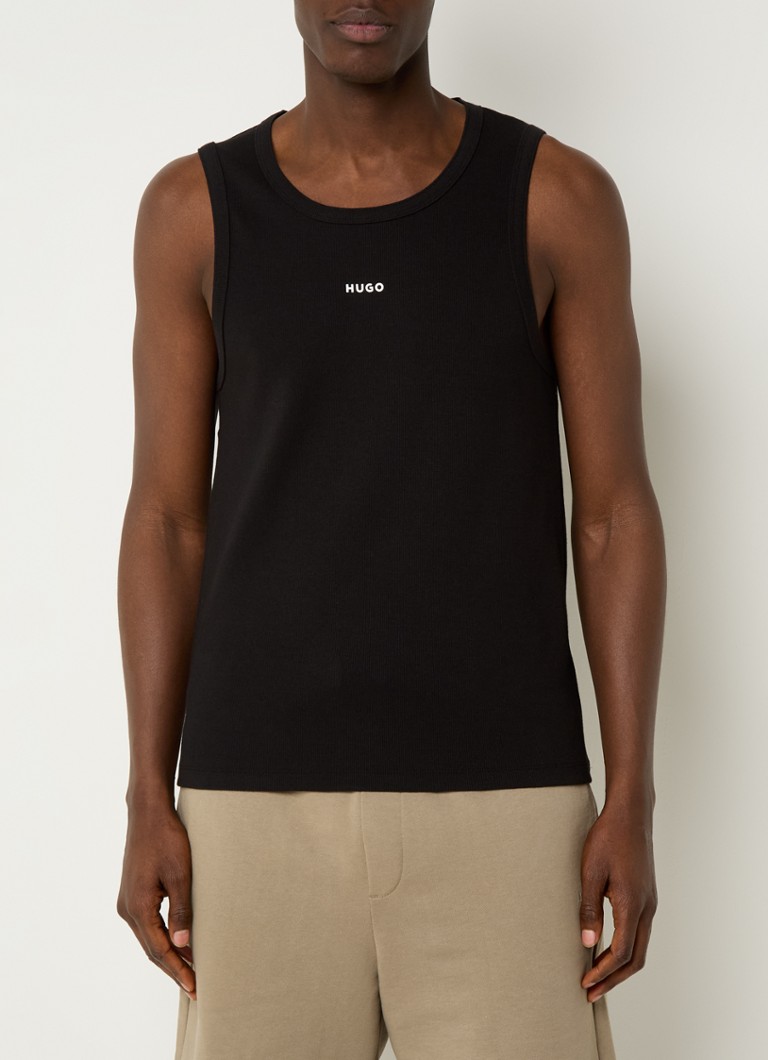 HUGO - Dapota singlet met logo - Zwart