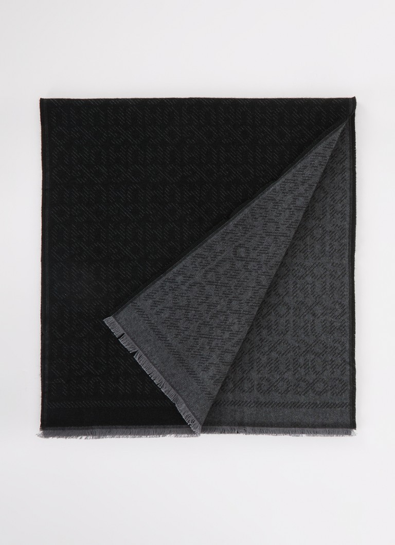 HUGO - Hinse sjaal met logoprint 180 x 40 cm  - Zwart