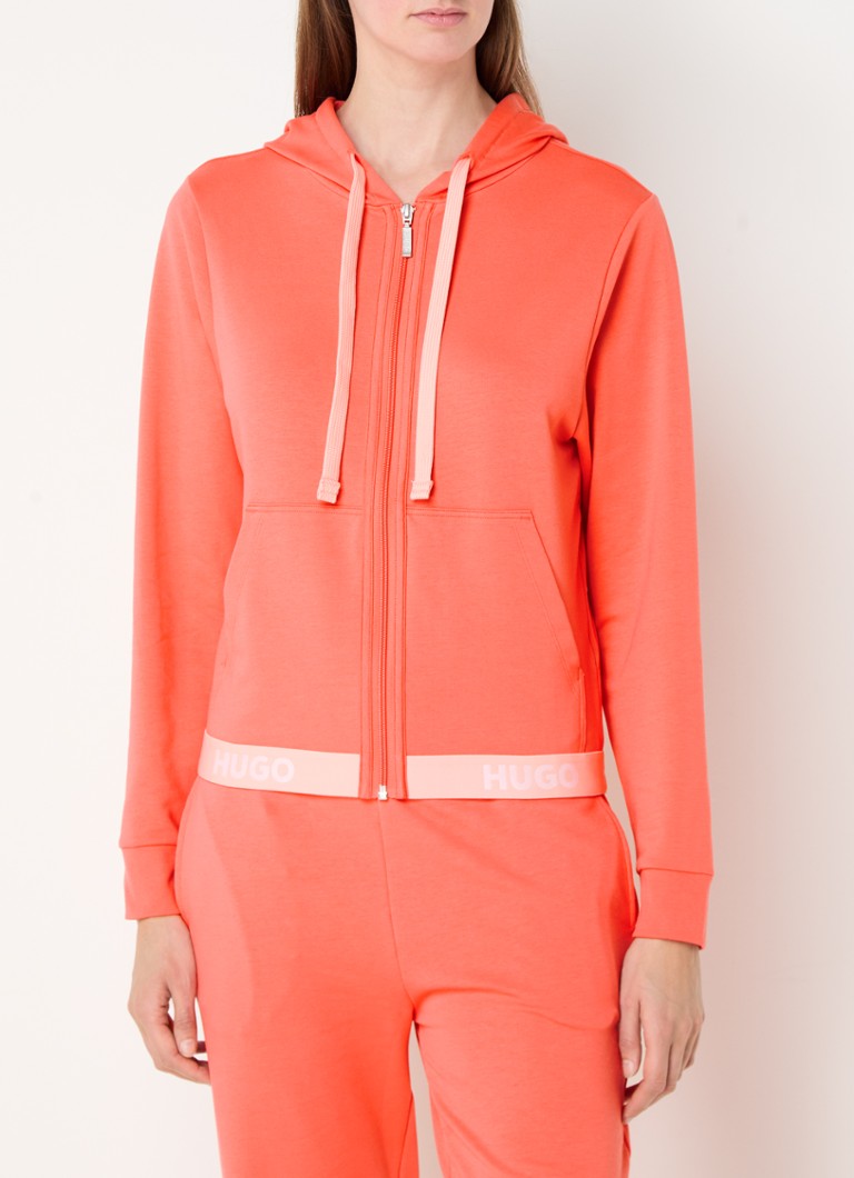 HUGO - Sweatvest met logoband - Neonroze