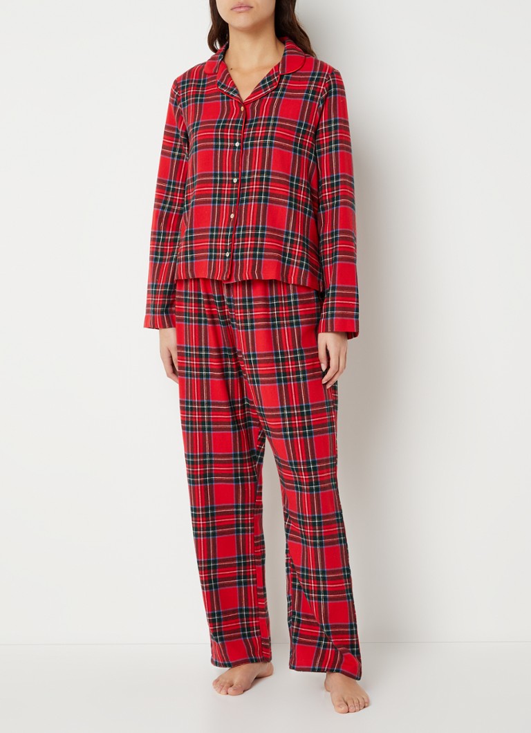 Hunkemöller - Set de pyjama à carreau et lurex - Rouge