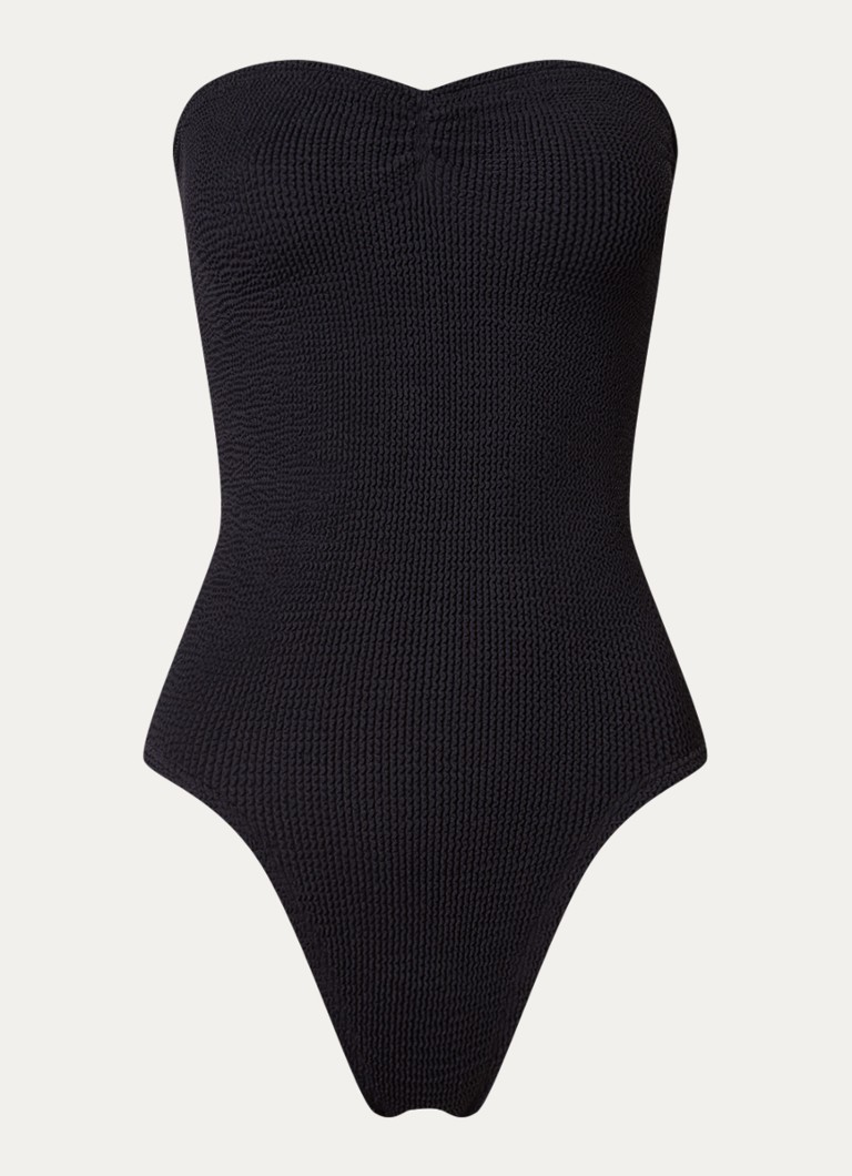 Hunza G - Brooke bandeau badpak met structuur - Zwart