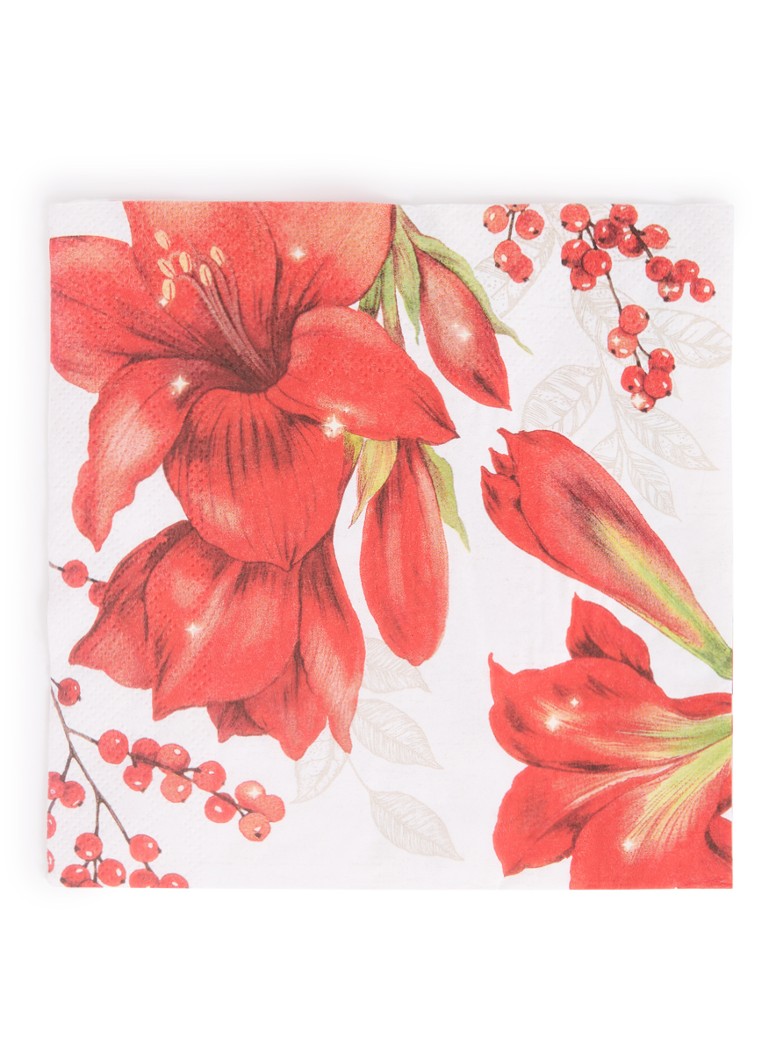 Ihr Ideal Home - Elegant Amaryllis servetten 33 x 33 cm - Rood