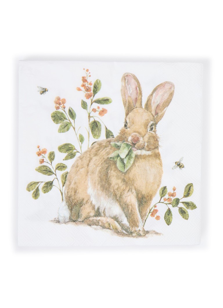 Ihr Ideal Home - Garden Bunny servetten 33 x 33 cm - Wit