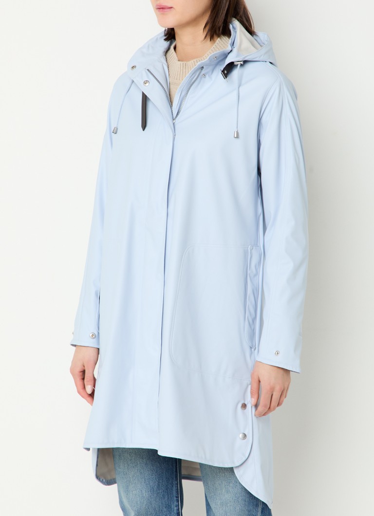 Ilse Jacobsen Regenjas met capuchon en steekzakken • Lichtblauw