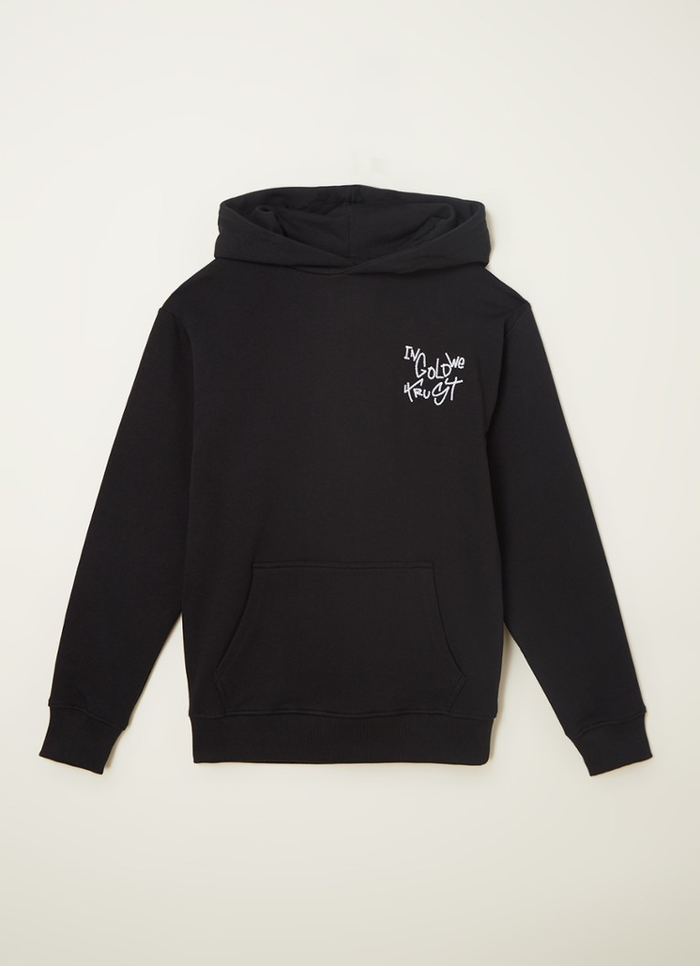 In Gold We Trust - Dyrdek hoodie van biologisch katoen met logoborduring  - Zwart