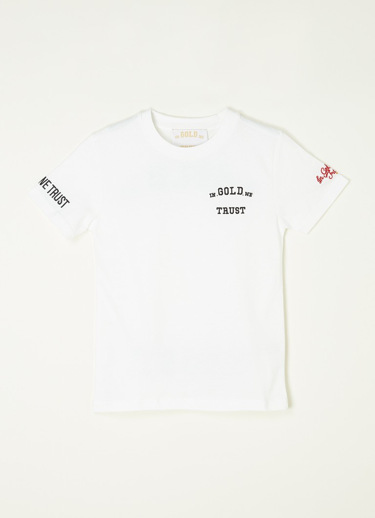 In Gold We Trust - The Pusha T-shirt van biologisch katoen met logoprint - Wit