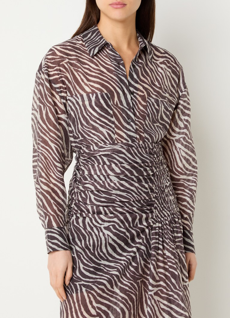 IRO - Farri semi-transparante blouse in lyocellblend - Lichtbruin