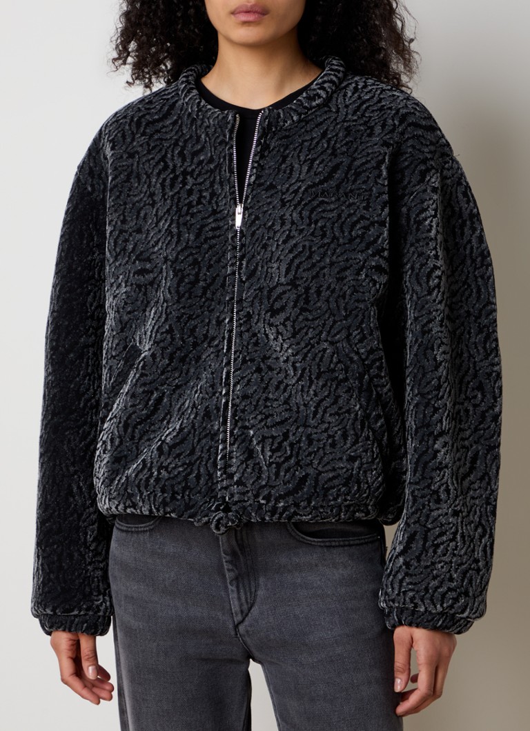 Isabel Marant - Abelina gewatteerd bomberjack van fluweel met flockprint - Zwart