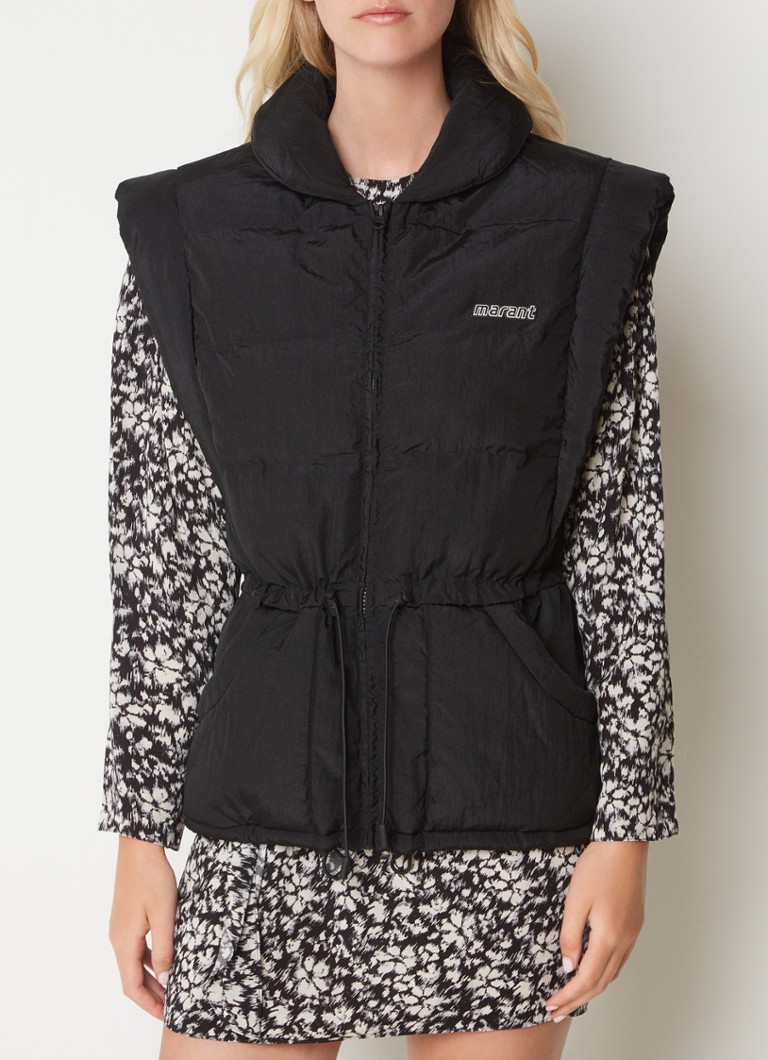 Isabel Marant - Gewatteerde bodywarmer met logo  - Zwart