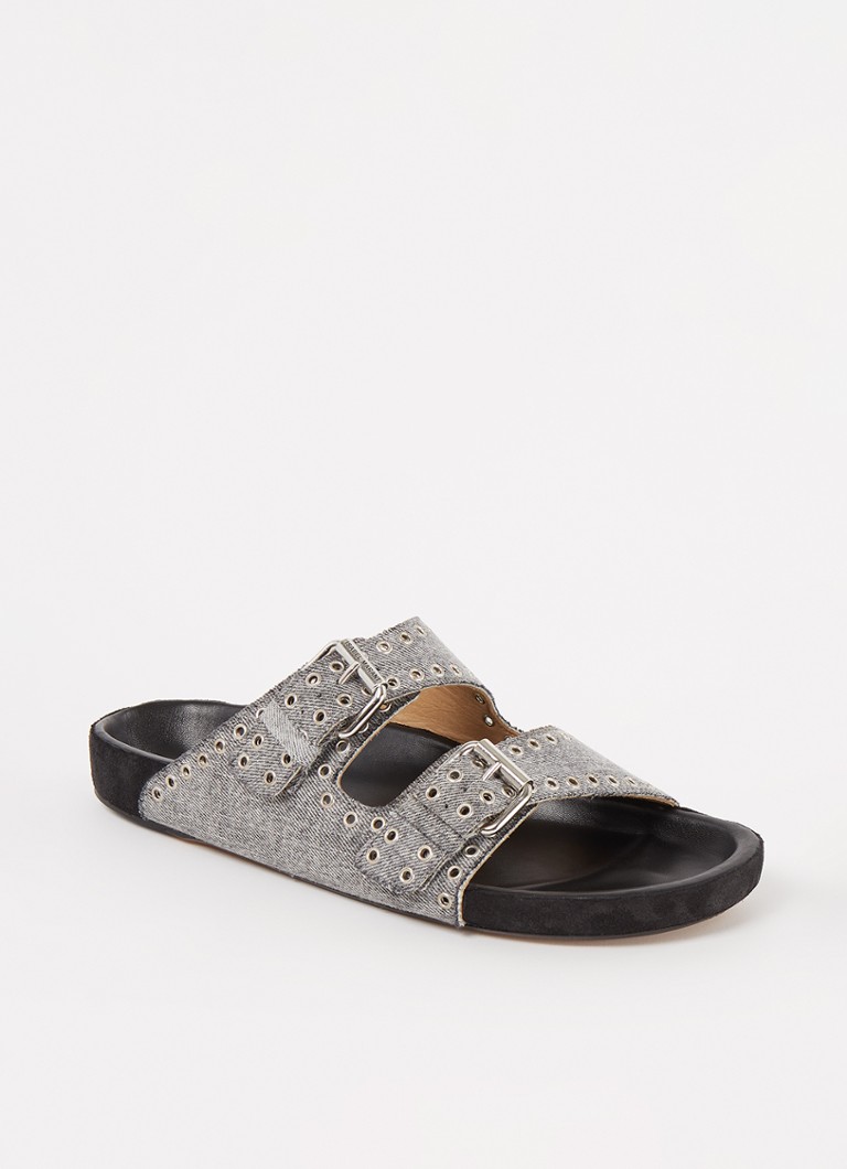 Isabel Marant Lennyo slipper van denim • Grijsmele •