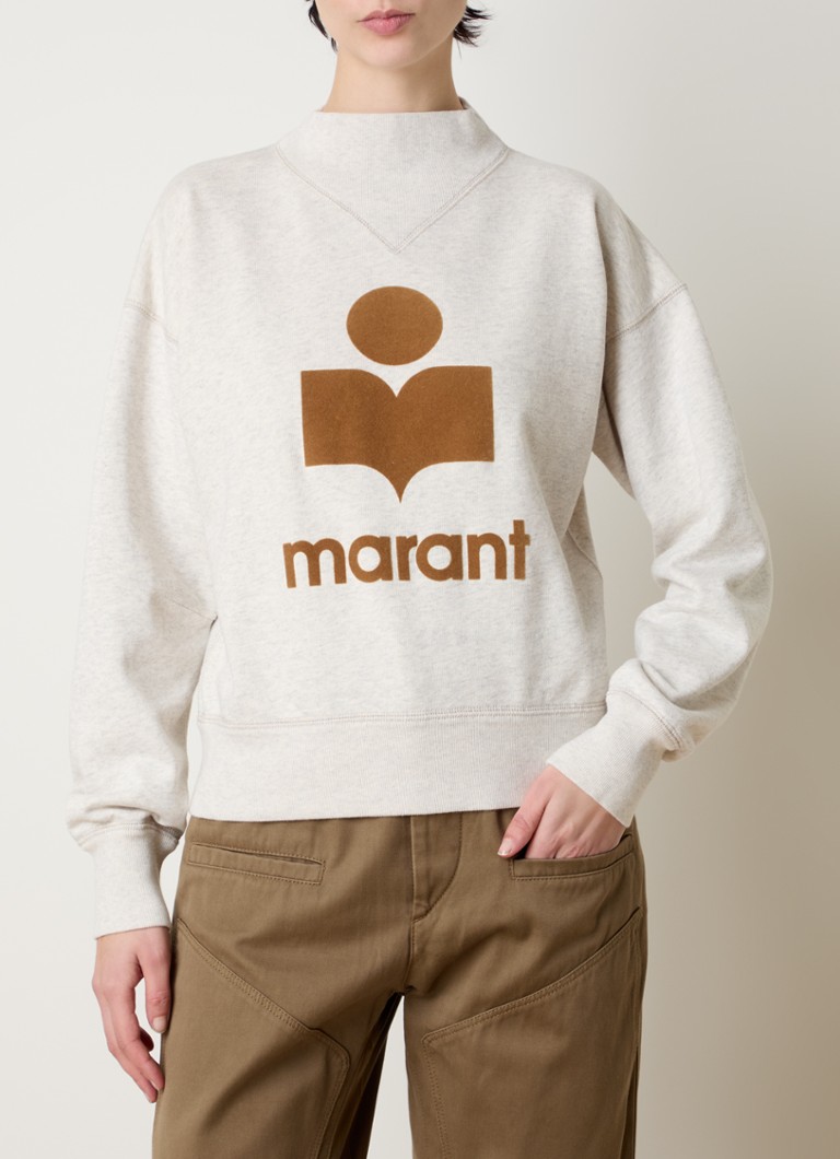 Isabel Marant - Moby sweater met flock logoprint - Grijsmele