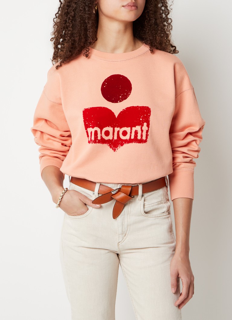 Dierentuin onwettig Herkenning Isabel Marant Mobyli sweater met logoprint • Zalmroze • deBijenkorf.be