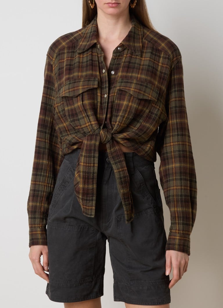 Isabel Marant - Nath blouse met ruitdessin en strikdetail - Bruin