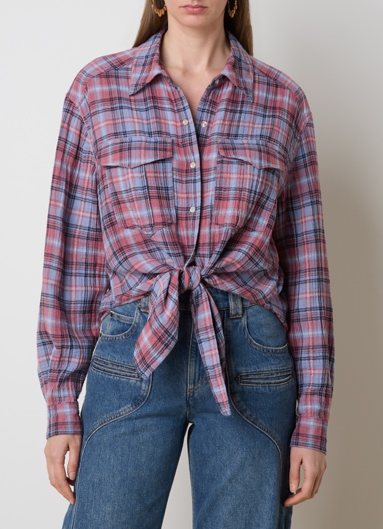 Isabel Marant - Nath blouse met ruitdessin en strikdetail - Roze