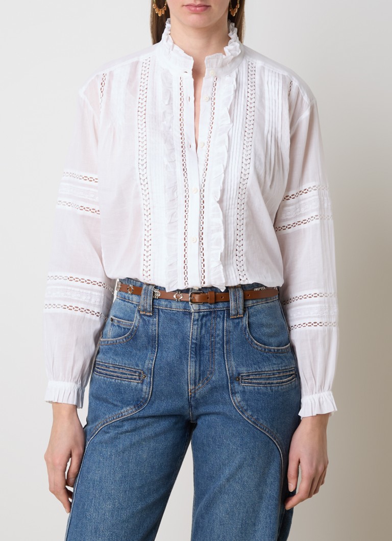 Isabel Marant - Valda blouse met broderie en opstaande kraag - Wit
