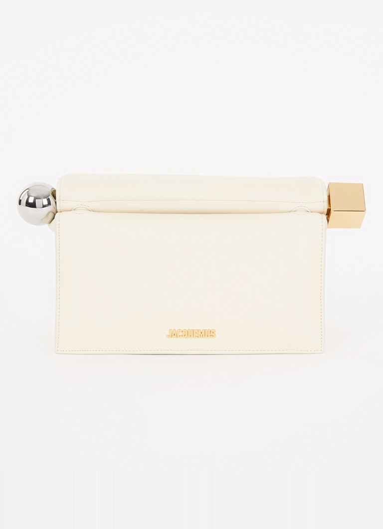Jacquemus - De Rond Carré clutch van leer met logo - Creme