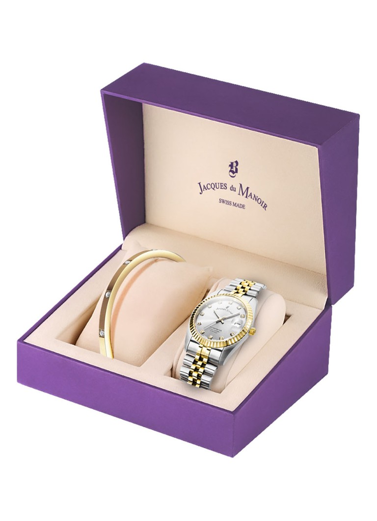 Jacques du Manoir - Horloge en bangle in giftbox NRO.07 - Goud