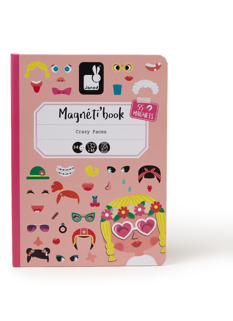 Janod - Crazy Faces magneet speelset, 55 stukjes - Multicolor