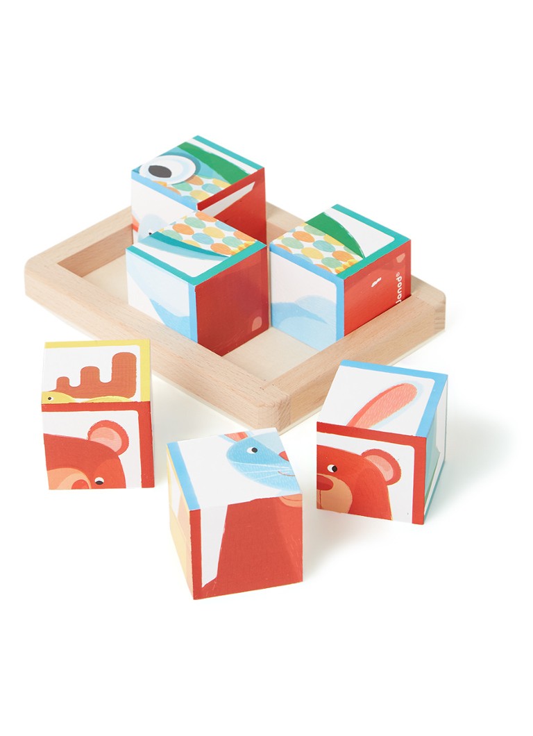 Janod Puzzle En Blocs D Animaux De La Foret En Bois Zigolos 6 Pieces Vert De Bijenkorf