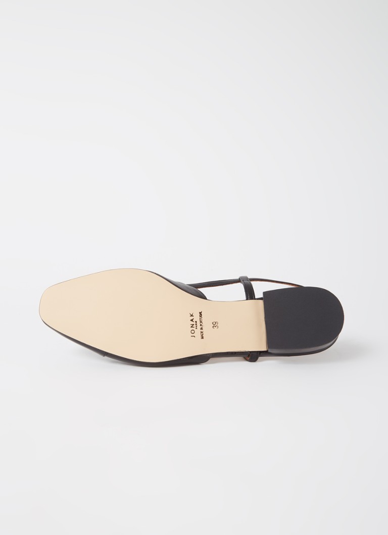 Jonak Dhapou slingback van leer • Diepzwart •