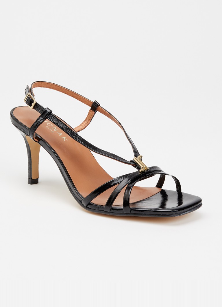 Jonak - Voma sandalette van kalfsleer met lakfinish - Zwart