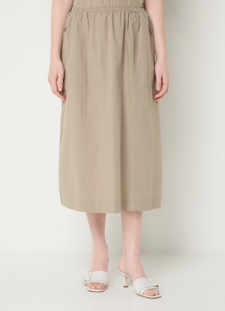 Rokken Midi Rok Beige Rokken Midi Rok Met Elastische Band Fransa