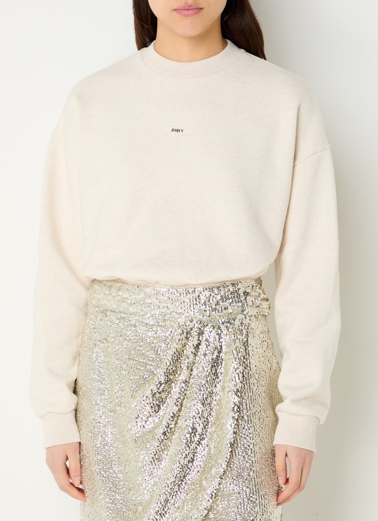 JOSH V - Ebah cropped sweater met logo - Creme