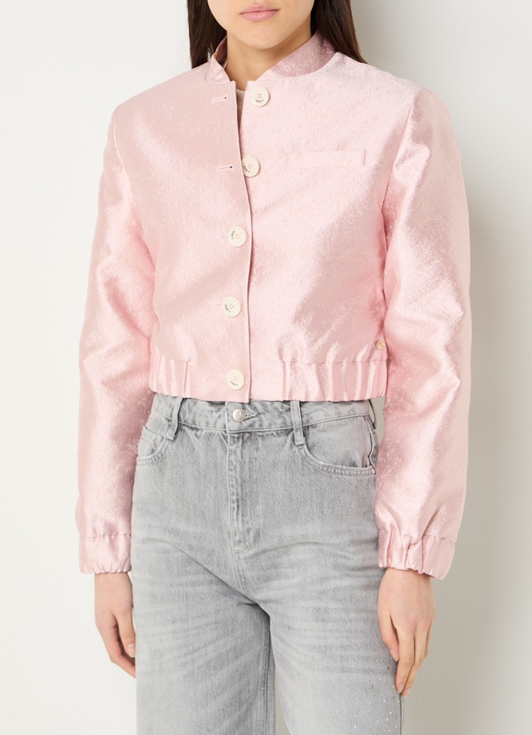 JOSH V - Fabienne bomberjack met lurex en structuur - Lichtroze