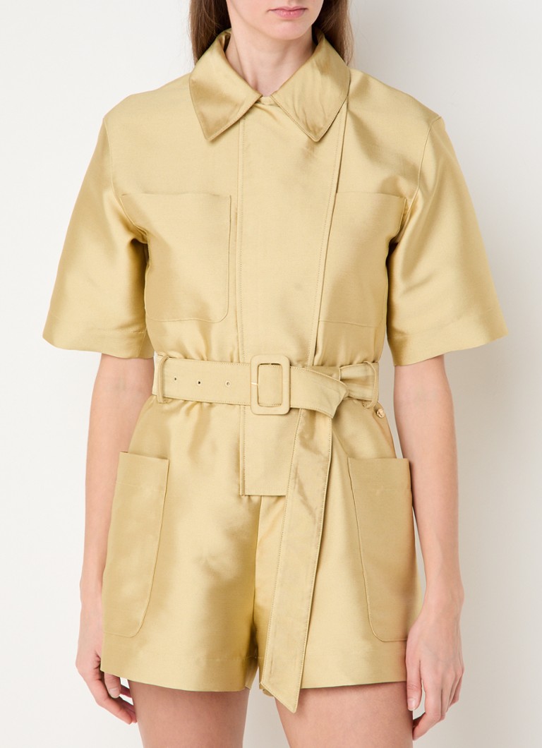 JOSH V - Maxime straight fit playsuit met  metallic finish en ceintuur - Goud