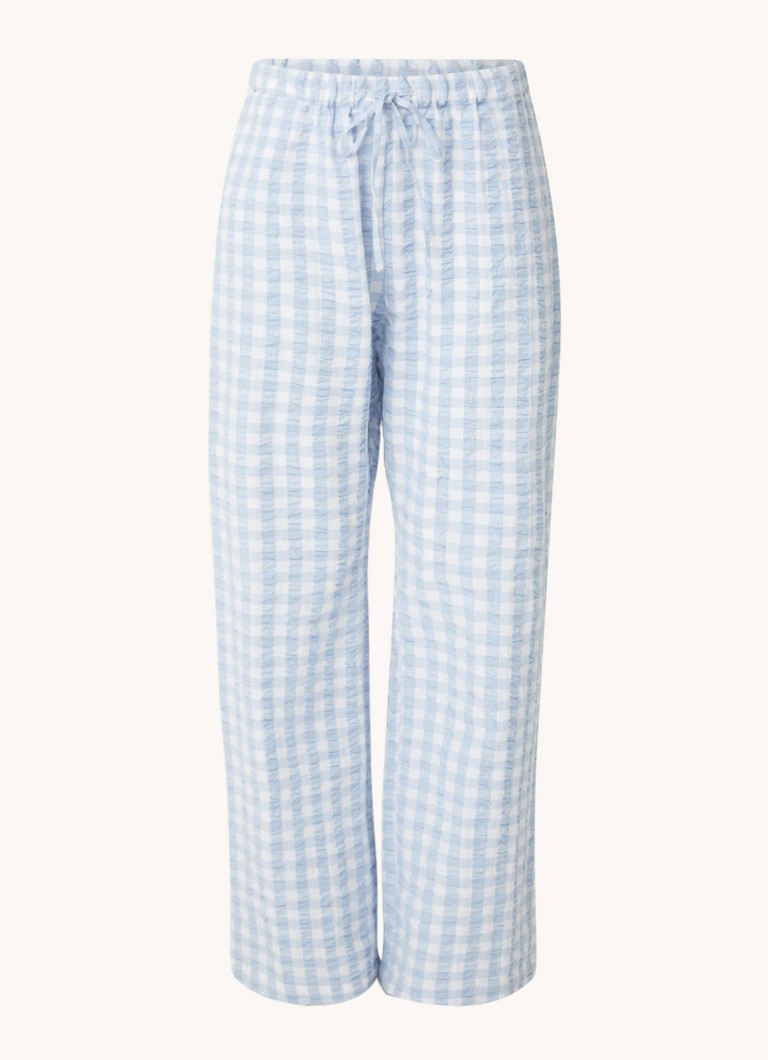 Juna - Tanja pyjamabroek van biologisch katoen met ruitdessin - Lichtblauw