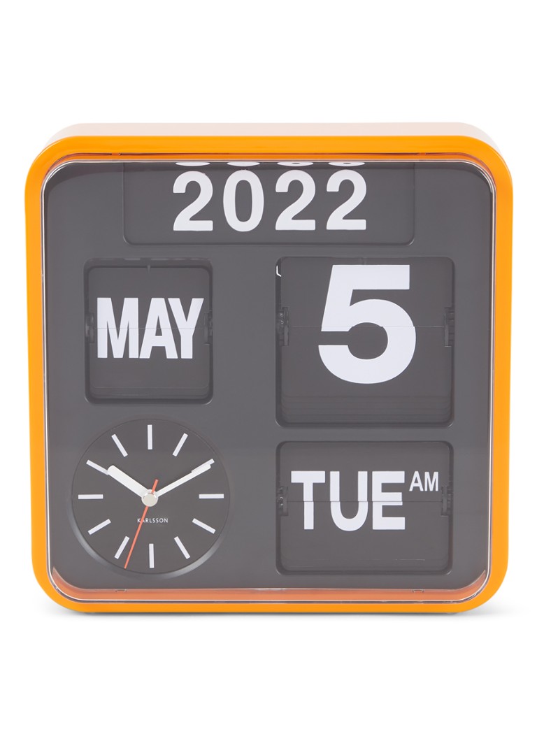 Karlsson Calendar Clock Mini Flip wandklok • Orange • deBijenkorf.be