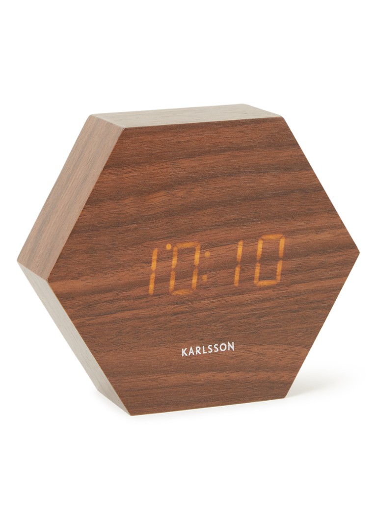 Karlsson - Hexagon wekker - Bruin