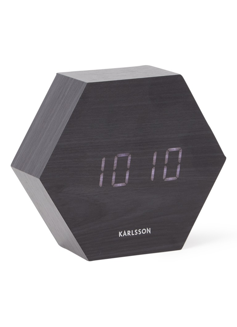 Karlsson - Hexagon wekker - Zwart