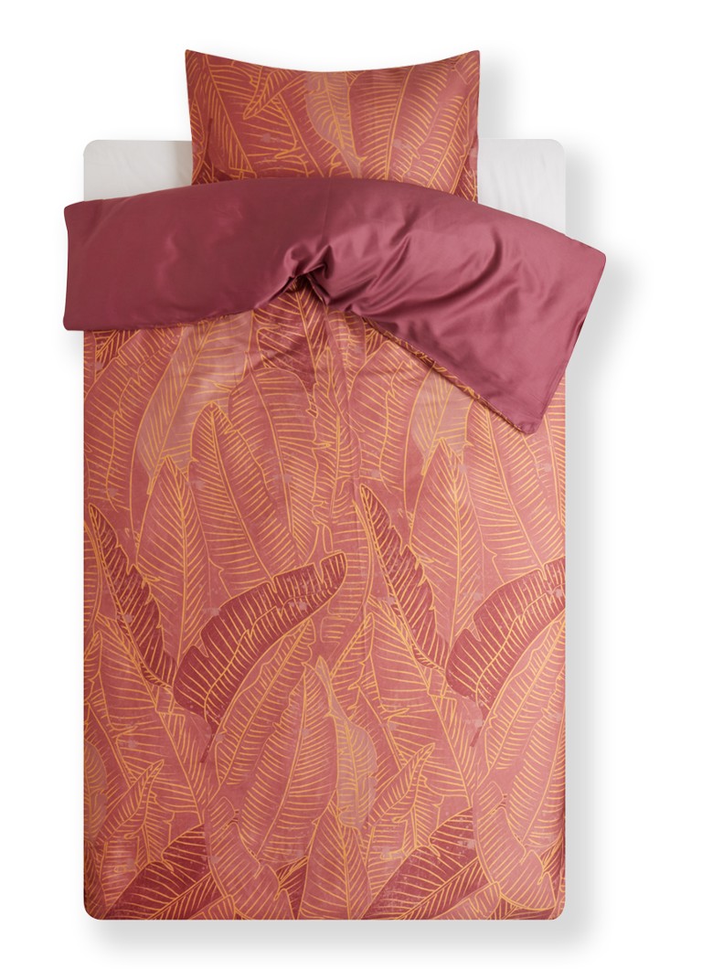 Kayori - Ensemble de housse de couette Seicho en satin de coton bio 200TC - y compris les taies d'oreiller - Rouge foncé
