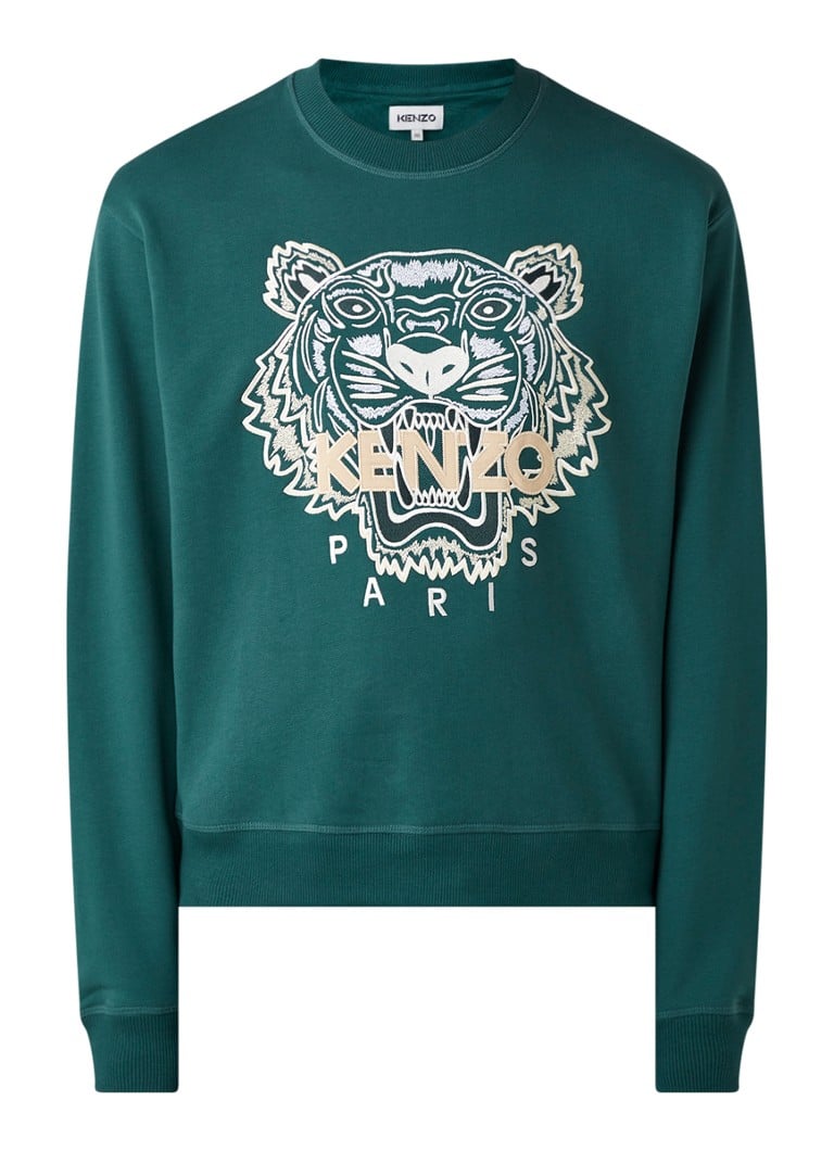 KENZO Classic sweater met logoborduring Petrol • deBijenkorf.be