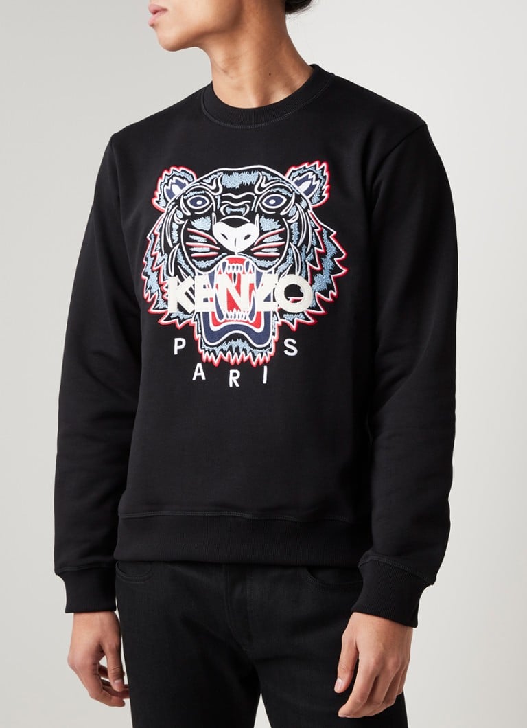 KENZO Classic Tiger sweater met logoborduring • Zwart •