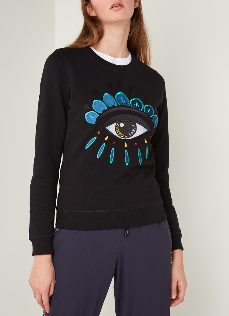 Altijd stuk Vervagen KENZO Icon Eye sweater met logoborduring • Zwart • deBijenkorf.be