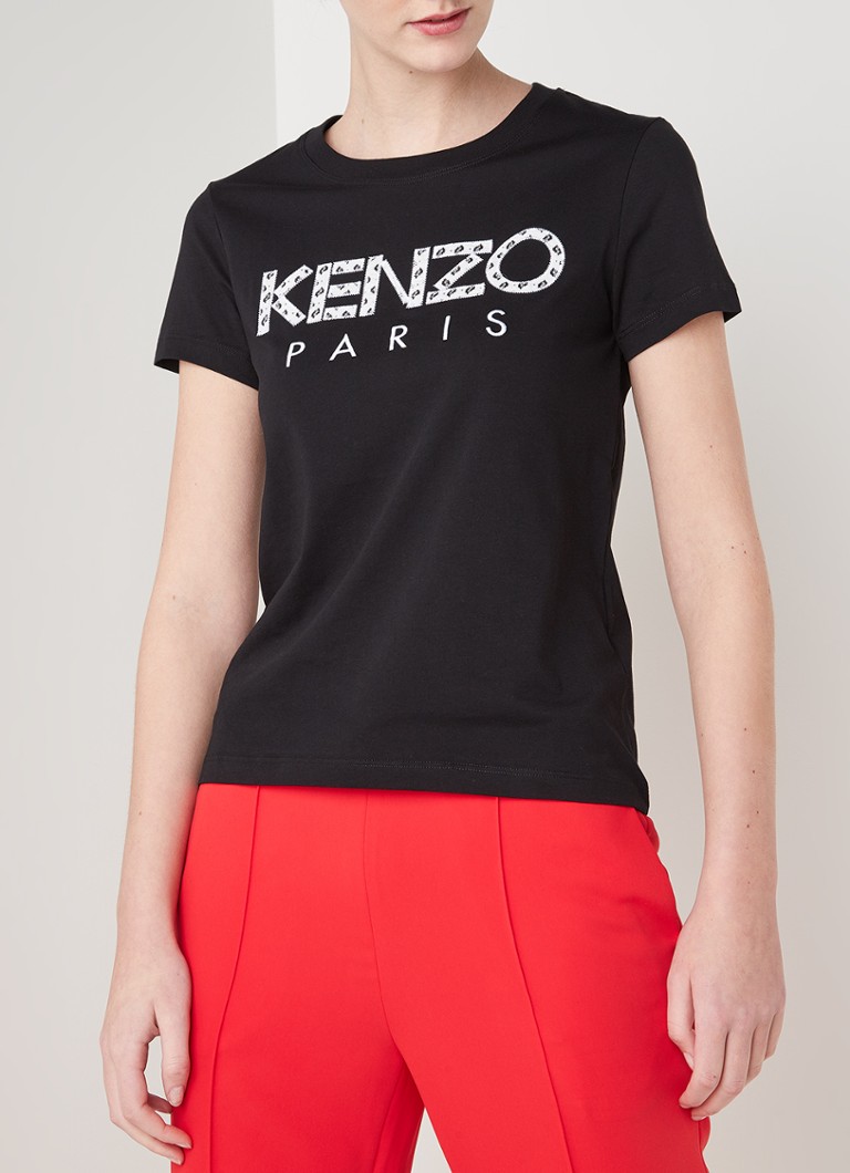 KENZO T-shirt logoborduring • Zwart •