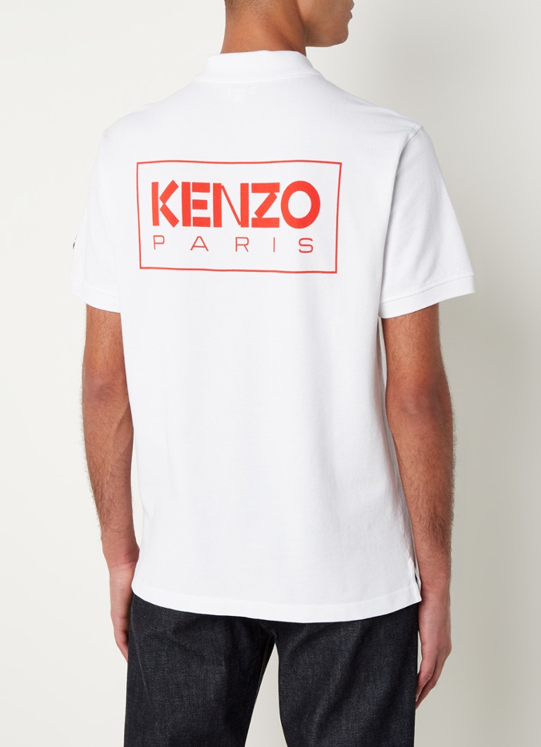 Ondoorzichtig Ontkennen zin KENZO Regular fit polo van piqué katoen met logo- en backprint • Wit •  deBijenkorf.be