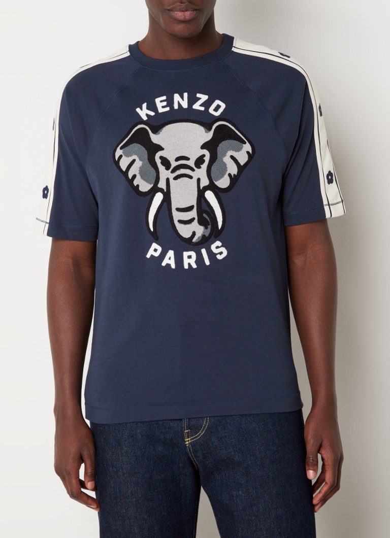 Verdrag basketbal Deuk KENZO Slim T-shirt met logoborduring • Donkerblauw • deBijenkorf.be